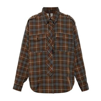 Gestuz Overhemden, Dames, Bruin, XS, Polyester, Gzaleya Checked Shirt