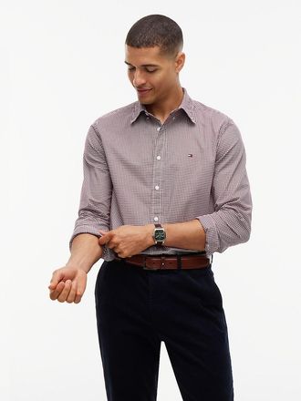 Tommy Hilfiger Mens Regular Fit Gingham Shirt - Burgundy - M