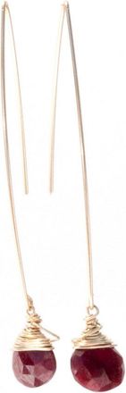 A Blonde and Her Bag Jill Long Wire Drop Earring in Ruby