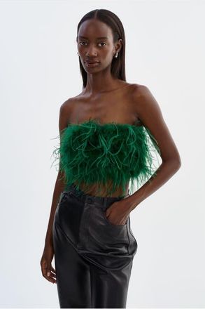 LaMarque Zaina | Feather Bustier in Bottle Green at Nordstrom, Size X-Small