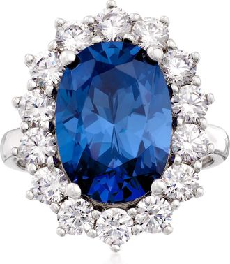 Ross-Simons Simulated Sapphire and CZ Ring in Sterling Silver