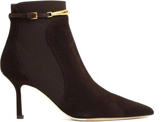 Ninalilou Stivaletto Camoscio Tacco 80 mm - Dames - Laarzen met Hak - Bruin - 40 EU - Su&egrave;de - Schoenen