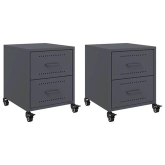 Berkfield Home Bedside Cabinets 2 pcs Anthracite 36x39x43.5 cm Steel in Charcoal