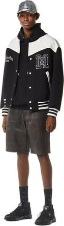 MCM Munchen Ponte Varsity Jacket in Black And White at Nordstrom, Size X-Large