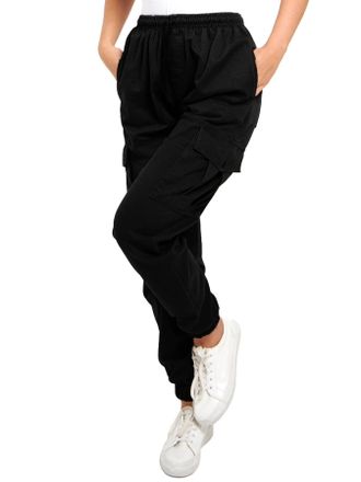 SS7 Womens Cargo Trousers Utility Combat Pants Black