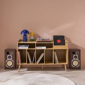 Sweeek Mueble para vinilos vintage xl escandinavo efecto madera, 130cm