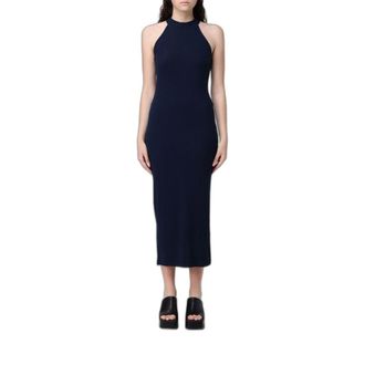 Emporio Armani Jurk van geribd stretchviscose - Dames - Jurken - Blauw - Maat: S Viscose