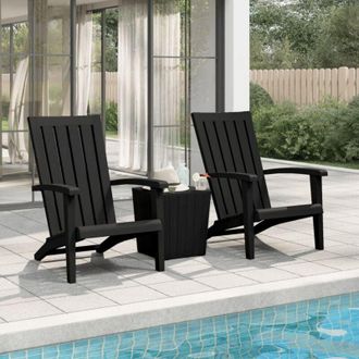 vidaXL Vidaxl - Sedie Adirondack da Giardino 2 pz in Polipropilene Nero