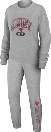 WEAR by Erin Andrews Womens WEAR by Erin Andrews Heather Gray Tampa Bay Buccaneers Knit Long Sleeve Tri-Blend T-Shirt & Pants Sleep Set at Nordstrom, Size X-Large