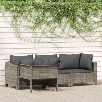 vidaXL Vidaxl - Set Divani da Giardino 4 pz con Cuscini in Polyrattan Grigio