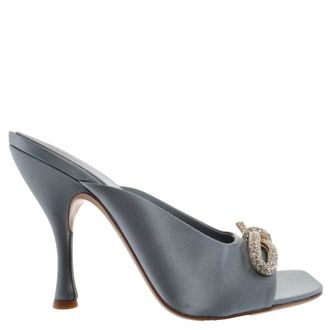 Ferragamo Ferragamo Amy Crystal-Embellished Satin Mules, Size 7.5 C