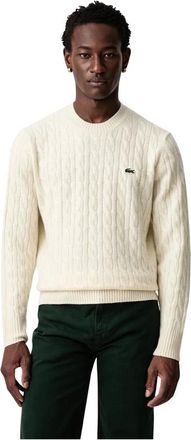 Lacoste Jersey de lana con cuello redondo y punto de ochos - Knitwear - Hombre - Beige - XL