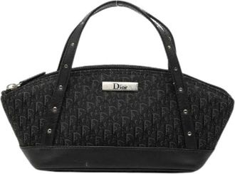 Dior Pre-owned Handbags, female, Black, Size: ONE SIZE Pre-owned Street Chic Trotter Leather Canvas Handbag