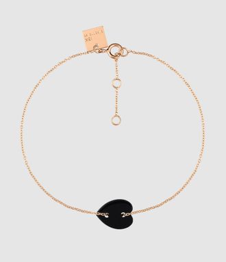 Ginette NY Bracelet Angèle Mini Coeur Or Rose Onyx