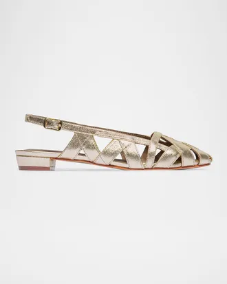 Bernardo Glinda Woven Leather Slingback Ballerina Flats