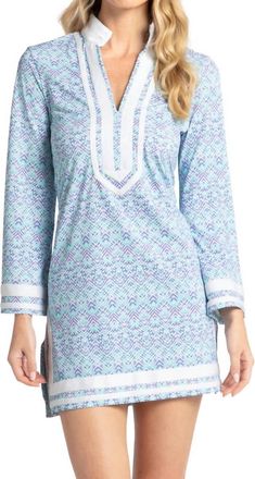 Cabana Life Naples Long Sleeve Tunic Dress In Multi