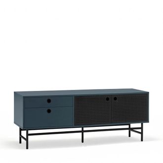 Teulat Mueble de tv 2 puertas 2 cajones gris antracita y negro