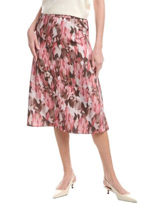 Misook Misook Printed Crepe De Chine Pull-On Midi Skirt