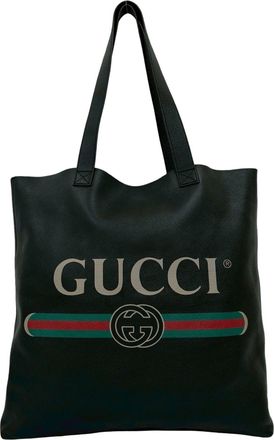Gucci Black Leather Handbag Shoulder Bag Tote Bag (Pre-Owned)