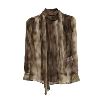 Elisabetta Franchi Overhemden, Dames, Veelkleurig, L, Voile Blouse met Pythonprint