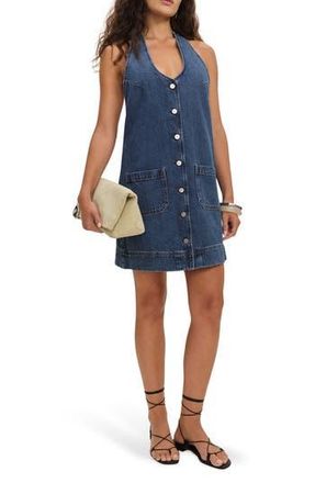 Reformation Brittany Halter Denim Minidress in Mostar at Nordstrom Rack, Size Medium