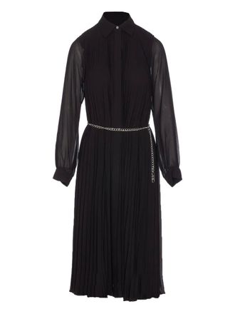 Michael Michael Kors pleated chain-belt dress - women - Polyester - M - Black