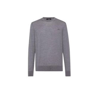 Dsquared2 Round-neck Knitwear, male, Gray, Size: M Wool Round-neck Jersey