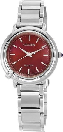 Citizen L Eco-Drive Red Mother of Pearl Dial Ladies Watch EM1090-78X