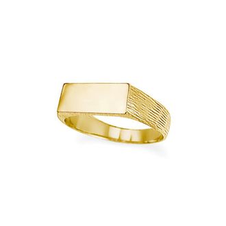 Jewelco London 9ct Gold Engravable Barked Initial Blank Plate Signet Ring | Size: T