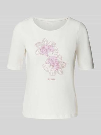 Tom Tailor Regular Fit T-Shirt mit Rundhalsausschnitt in Offwhite, Gr&ouml;&szlig;e XXL