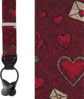 Trafalgar Store Amor Valentines Note Silk Button End Suspenders in Red at Nordstrom