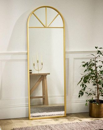 Dibor Vintage Style Gold Mirror Decorative Tall Full Length Mirror Rounded Arch Mirror H170cm x W60.5cm | Size: Large