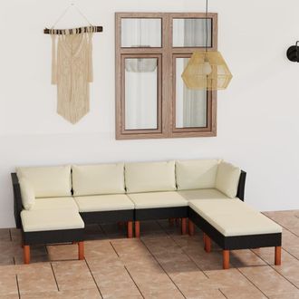 vidaXL Vidaxl - Set Divani Da Giardino 7 Pz Con Cuscini In Polyrattan Nero