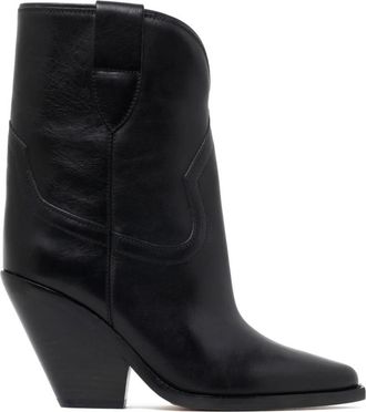 Isabel Marant Zwarte Leren Middelhak Laarzen - Dames - Cowboylaarzen - Zwart - 38 EU - Leer - Schoenen