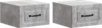 vidaXL Mesita De Noche De Pared 2 Uds. Gris Hormig&oacute;n 34,5 X 33 X 20 Cm Vidaxl