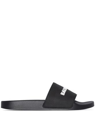 Balenciaga Black Logo Slides