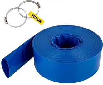 OEM Abflussschlauch, 38 Mm X 32 M,, Pvc-gewebe-flachschlauch, Robuster R&uuml;cksp&uuml;l-ablaufschlauch Mit Klemmen, Wetterfest Und Platzsicher, Ideal F&uuml;r Schwimmb