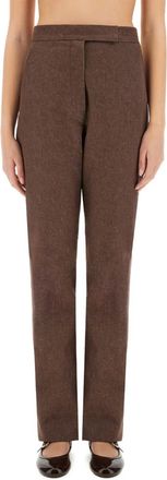 Max Mara Brown Straight Flat Front Pant