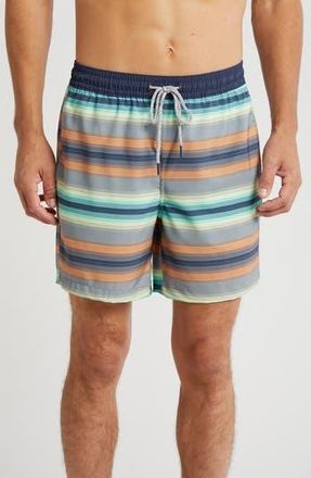Rainforest Stripe Comfort Liner Swim Shorts in Green/orange at Nordstrom Rack, Size X-Large
