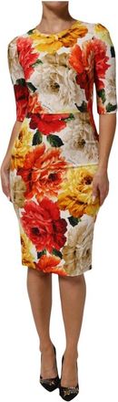 Dolce & Gabbana Sheath Jurk met Korte Mouwen - Dames - Casual kleedjes - Veelkleurig - XS - Kleedjes