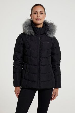 Mountain Warehouse Isla Womens Short Extreme Down Jacket Water Resistant Warm Parka Winter Coat Black