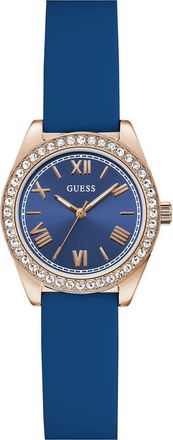 Guess Mini Luna Silicone Strap Watch, 30mm in Blue at Nordstrom