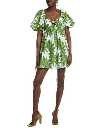 Farm Rio Farm Rio Palms Fan Off White Mini Dress
