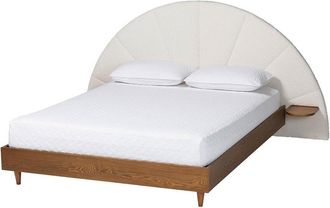 Baxton Studio Bernice Japandi Boucle & Wood King Bed