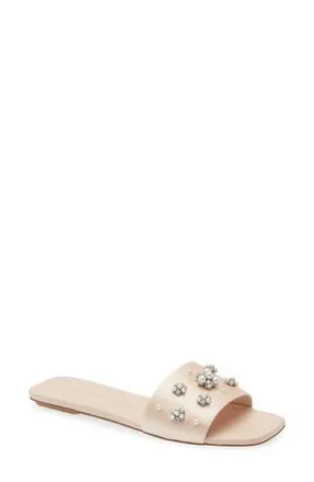 Stuart Weitzman Poppy Embellished Slide Sandal in Blush/Clear/Natural at Nordstrom Rack, Size 5.5