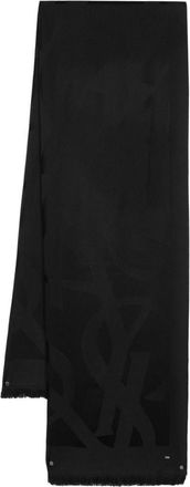 Saint Laurent Black Jacquard wool scarf