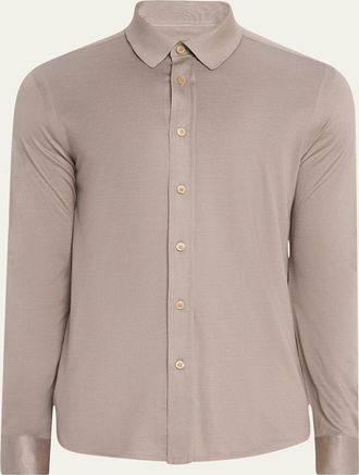 Brioni Mens Silk Pique Sport Shirt