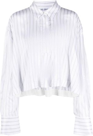 The Attico cropped pinstripe shirt - women - Viscose/Silk/Polyester - 38 - White
