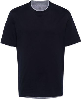 Brunello Cucinelli faux-layered cotton T-shirt - men - Cotton - 3XL - Blue