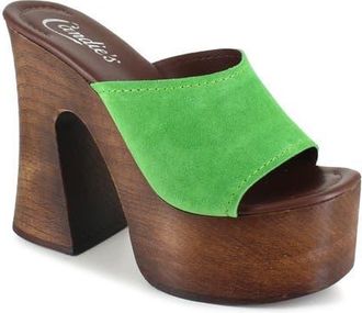 Candie's Mia Platform Slide Sandal in Green Suede at Nordstrom, Size 11Us
